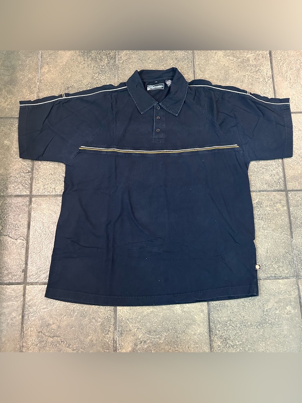 Vintage Y2K Point Zero Stripe Polo Shirt Blue Size 3XL